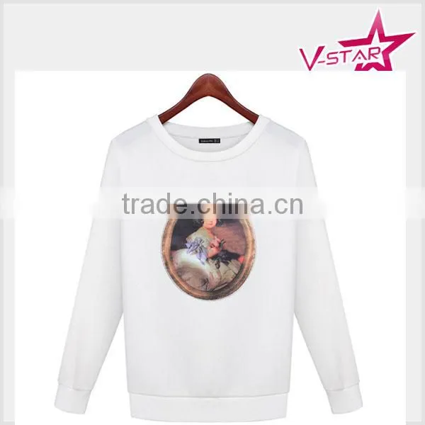 White Space Cotton Crew Neck Sweatshirt OEM Sweatshirt