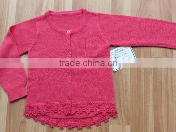 Wholesale Latest Cotton Knitting Children Kid Lace Cardigan Sweater for Girl(KS0432) photo-5