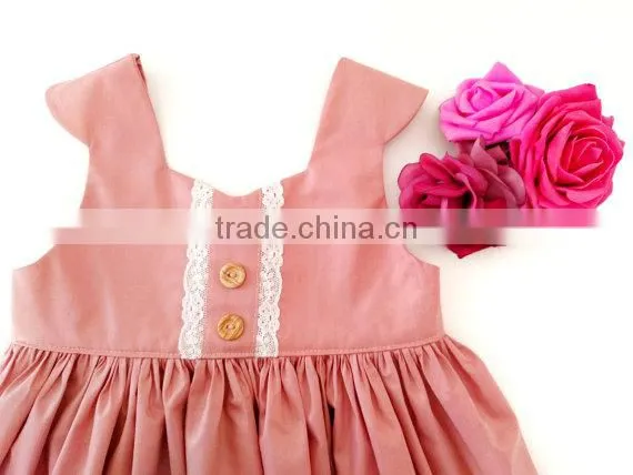 New Design Cotton Linen Sleeveless Lovely Baby Girls Dresses photo-3