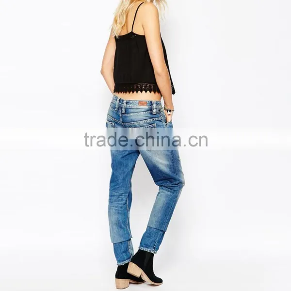 Casual Fashion Wahsed Girls New Model Funky Jeans Wholesale photo-2