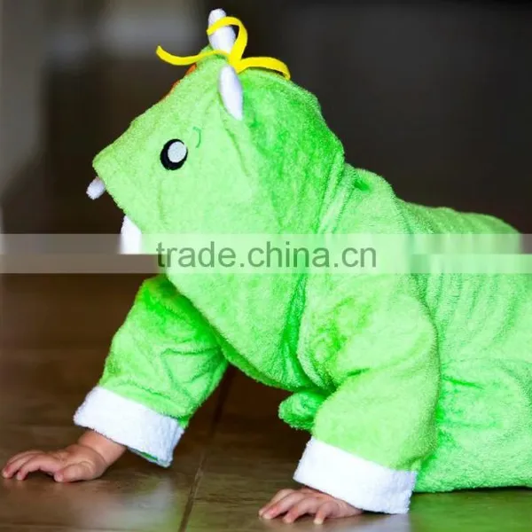 Green Monster Coton Bathrobe and Towel,baby Terry Bathrobe Wholesale photo-2