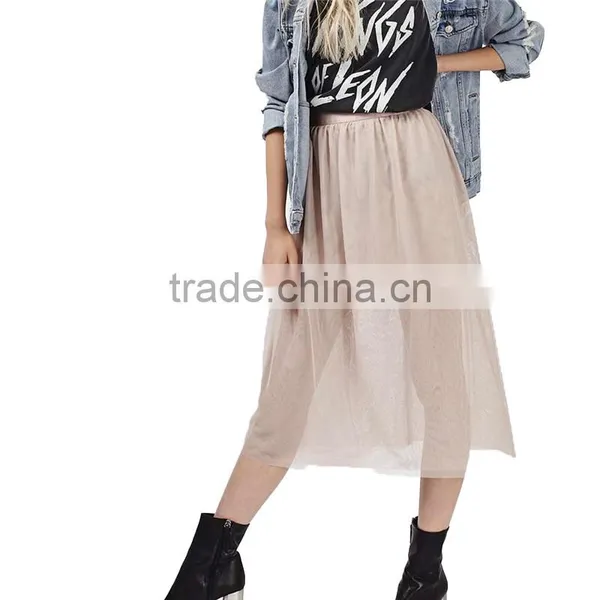 2017 OEM Spring Semi Persperctive Tulle Nude Prom Ladies Skirt photo-6
