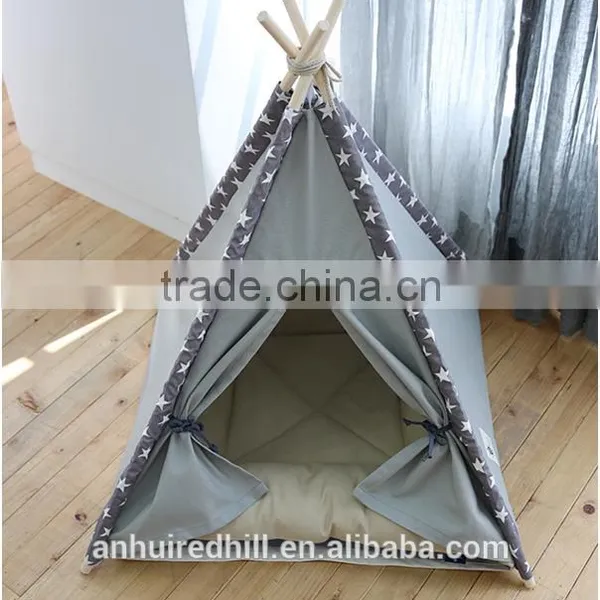R1934H Good Pattern Wood Oop Pet Dog Cat Teepee Tent Bed Wholesale photo-2