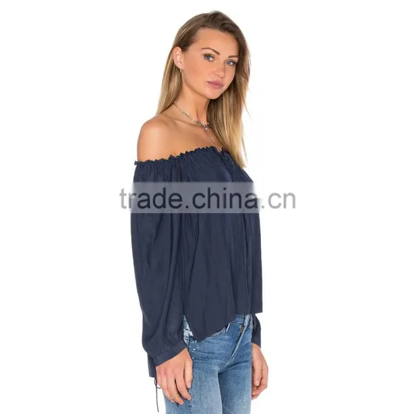 2016 New Patch Work Blouse Designs Off Shoulder for Ladies photo-2