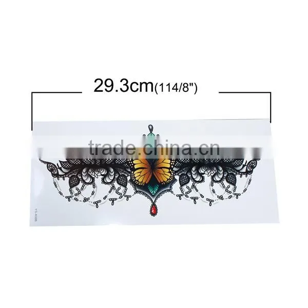 Paper Removable Waterproof Sternum Tattoo Sticker Body Art Multicolor Leaf Pattern Butterfly Animal Temporary Sex Tattoo photo-2