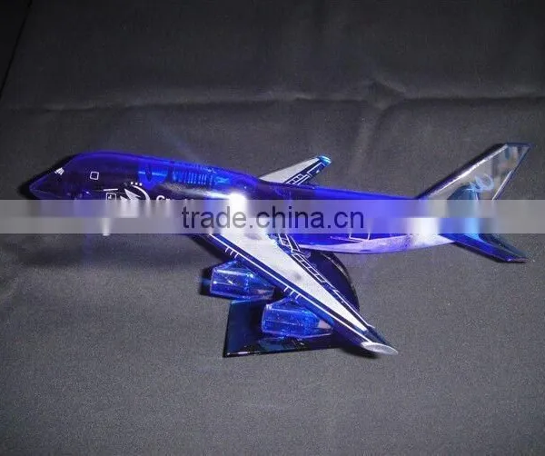 Blue Color Crystal Propeller-driven Aircraft/airline/Boeing Aeroplane for Crystal Transport Models With Engraved photo-2