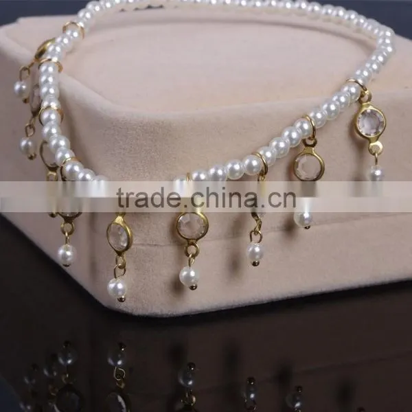 Vintage Pearl Crystal Beach Barefoot Sandals Anklet Bracelet Chain photo-3