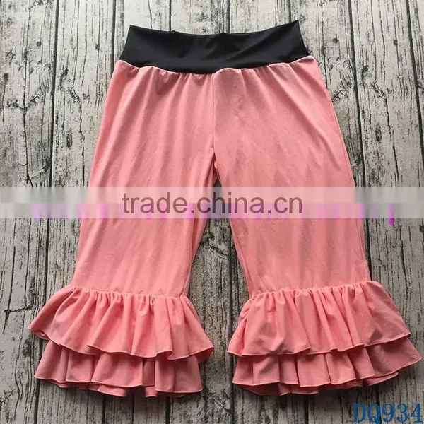 Casual Ladies Ruffles Capris Pants Soft Cotton Women Yoga Capris Pants DQ934