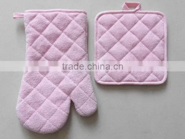 2pcs Kitchen Set in Pure Color Plain Color Oven Mitt and Pot Holder photo-3