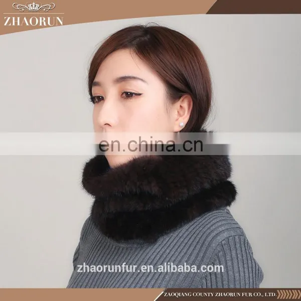 Chinese Fashion Knitted Mink Fur Scarf Real Knitted Mink Fur Snood for Women photo-4