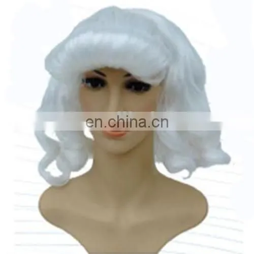 MCW-0376 Party Masquerade Synthetic Short Women Hot Curly White Wig