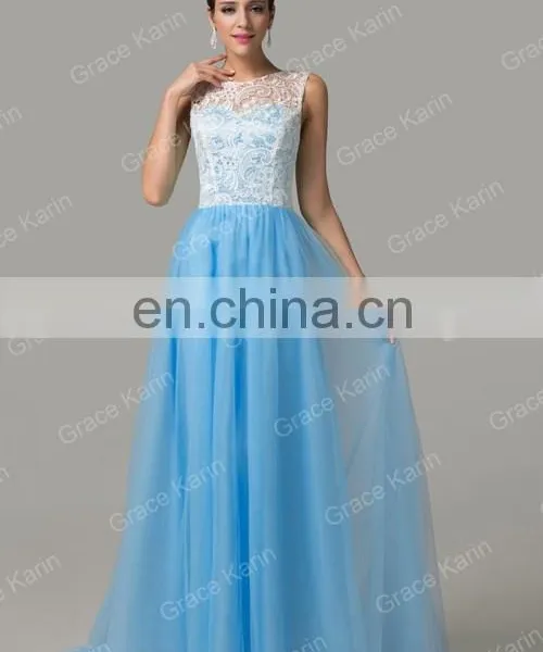 Grace Karin Sleeveless Long Lace Prom Dresses CL6108-6# photo-2
