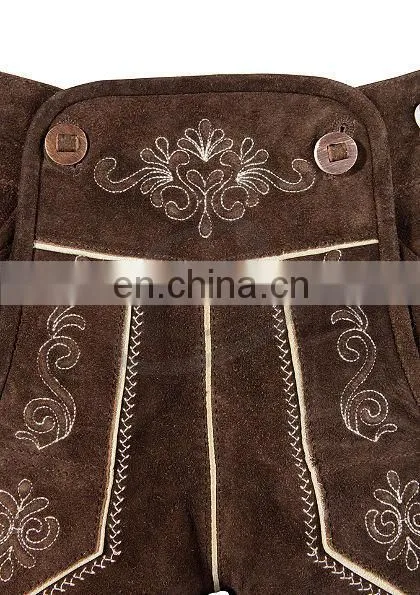 Authentic German Bavarian Lederhosen Dark Brown Suede Leather (Bavarian Clothing) photo-4
