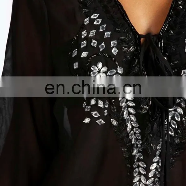 EMBELLISHED DETAIL KAFTAN PONCHO KAFTAN Slim Embroidered Poncho/ Short Kaftan For Women Summer Wear photo-3