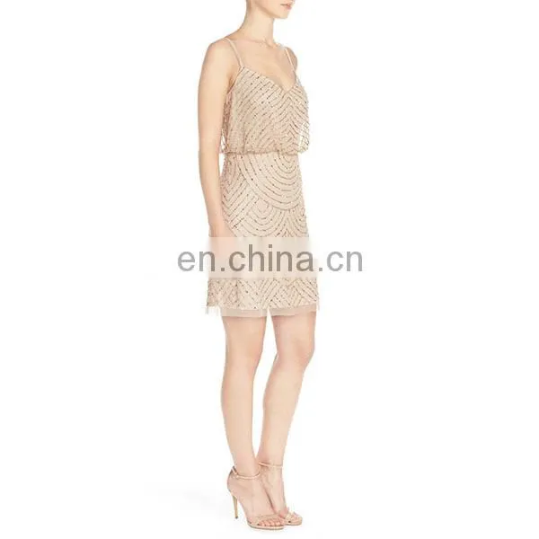 J-8287 Fashion Design Sequin Mesh Blouson Dress Newest Ladies Dress Sleeveless Women Clothing photo-3