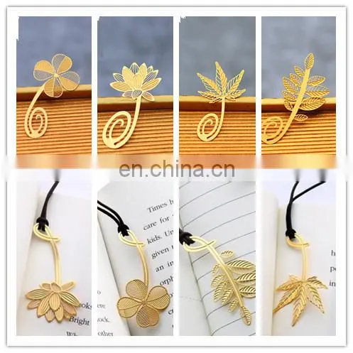 Leaf Shape Gold Color Plated Leaf Bookmark Custom Metal Bookmarks Gold Metal Leaf Bookmark