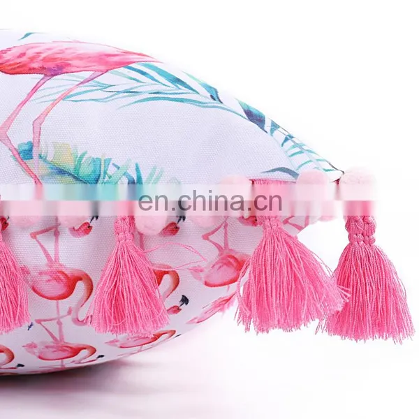 UV Resistance Waterproof Outdoor Pillow With Tassel for Beach and Garden Ins Flamingo Style Outdoor Cushion photo-2