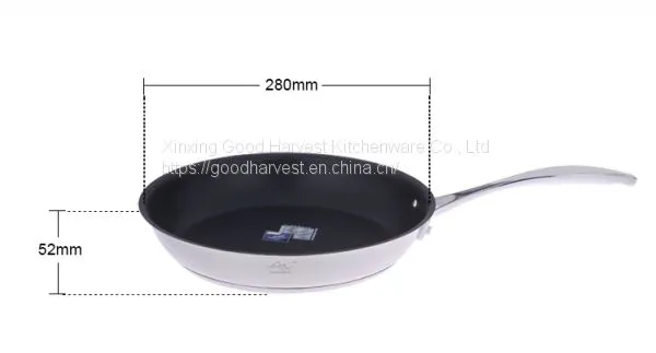 Pan Skillets Non-stick Pans DuPont Teflon Nonstick Coating Pan Try-ply Stainless Steel Fry Pan photo-2