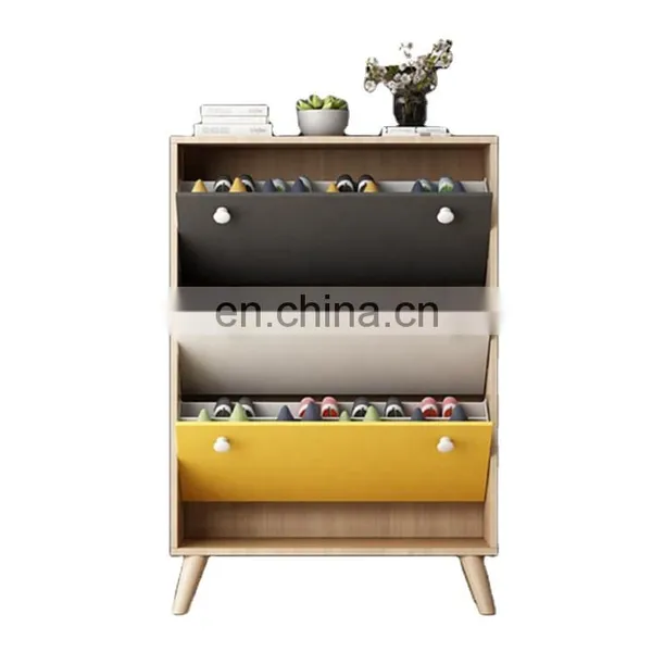 Modern Simple Color Wooden Home Shoe Cabinet Rack photo-2