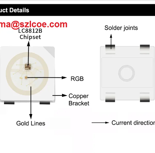 Multi Color Light Emitting Addressable SK6812 LC8812B RGB SMD 5050 LED Chip for Strip Lights photo-4