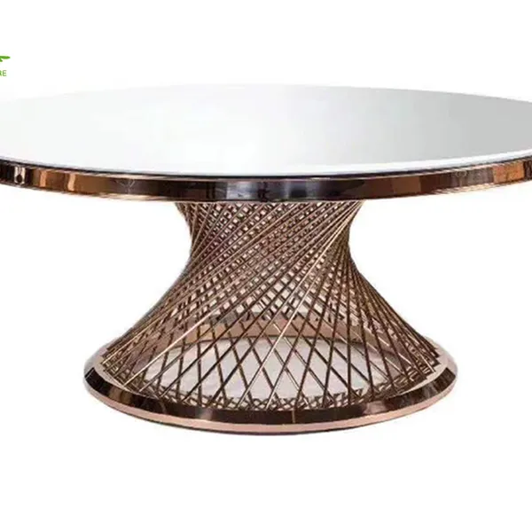 Wholesale Luxury Dining Table Set With Marble Top Stainless Steel Dining Table photo-5