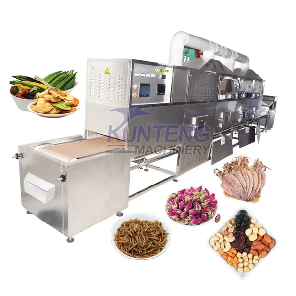 Industrial Microwave Drying System Crayfish Tail Chicken Duck Meat Herb Drying Sterilizing Machine