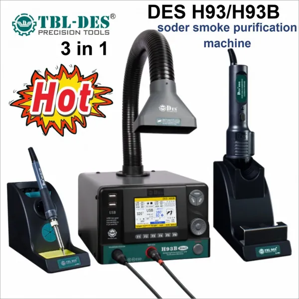 H93/H93B Solder Smoke Purification Machine Multifunctional 3 in 1 Soldering Rework Station Circuit Board Repair, Phone Repair Tools