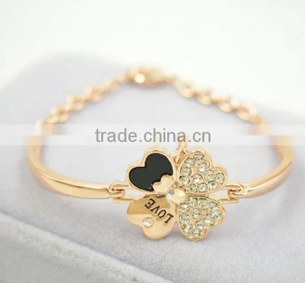 2015 Wholesale Cheapest Gold Plated Artificial Flower Bracelet Fashion Women Jewelry Quality Choice photo-3