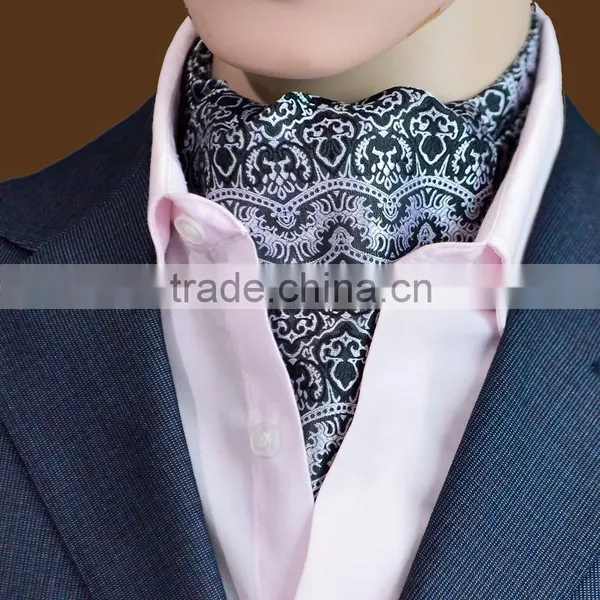 Self British Style Gentleman Polyester Silk Scarves Neck Tie Luxury Men Vintage Polka Dot Wedding Formal Cravat Ascot photo-3