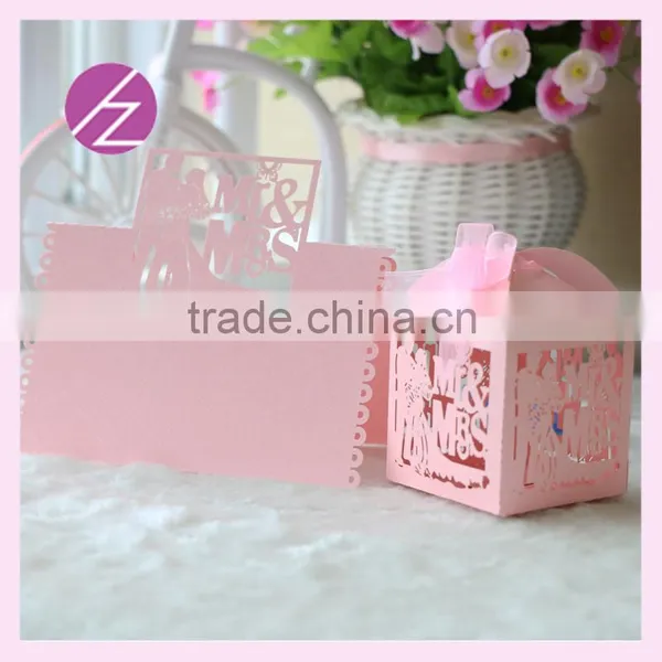 Free Logo Laser Cut Customizable Paper Love Couple Wedding Favor Candy Box and Seat Card Wedding Favors Seat Card ZH-5 photo-4