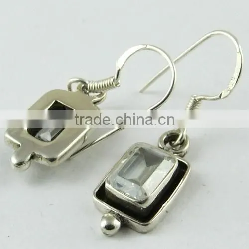 Honora Ming ! White CZ 925 Sterling Silver Earring, 925 Silver Jewelry, Indian Silver Jewelry photo-5
