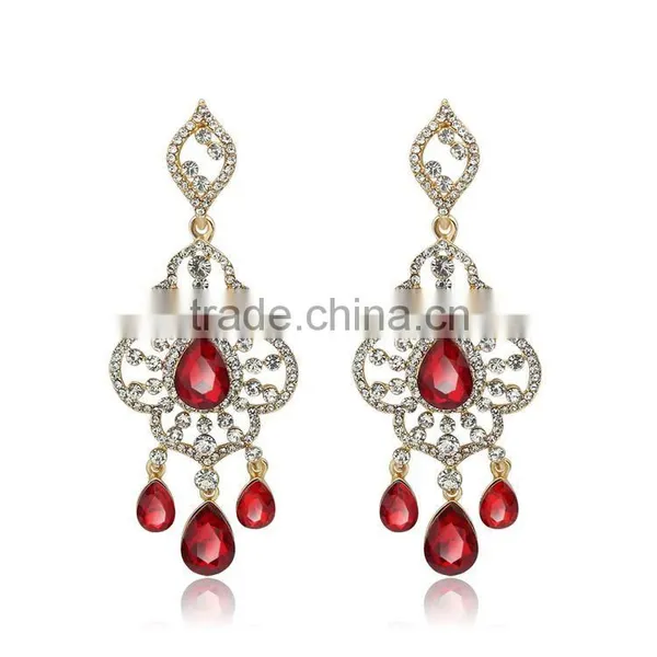 Stylish Retro Rhombus Crystal Ethnic Style Chandelier Earrings photo-4