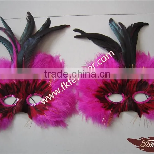 Bachelorette Party Supplies Rose Red Turkey Feather Mardi Gras Mask photo-5