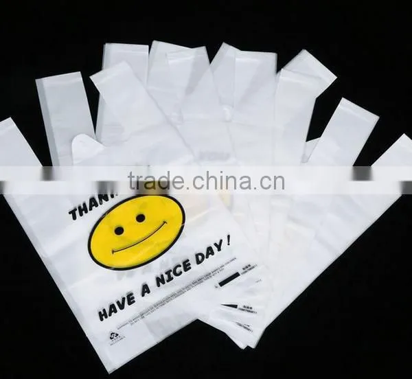 2016 Hot Sale Recyclable Smile Plastic Vest Bag photo-3
