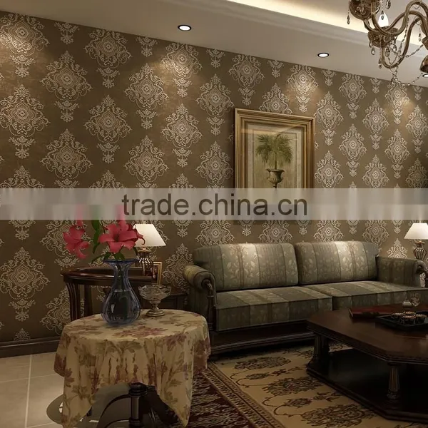 European Home Decorative Non Woven Damask Wallpaper photo-4
