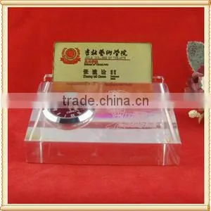 Office Set Promotional Crystal Business Card Holder With Clock