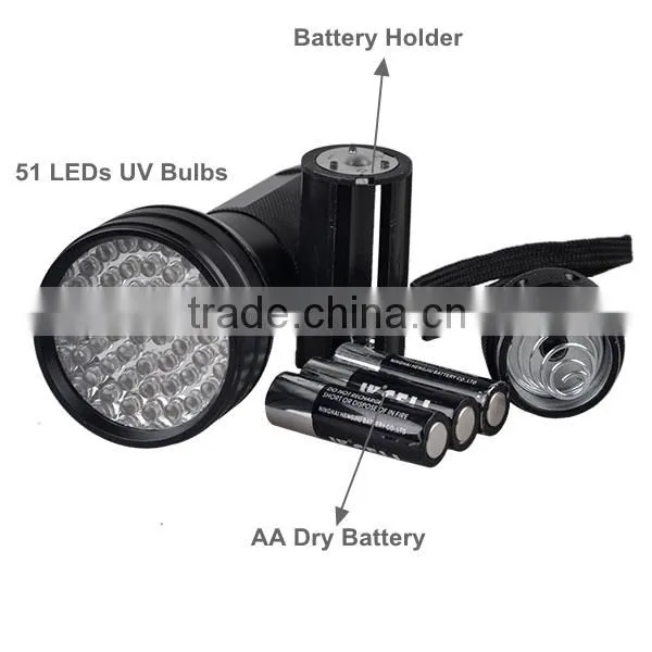Dry Battery Power Source 51 LED UV Handheld Flashlight With 3 AA Batteries photo-4