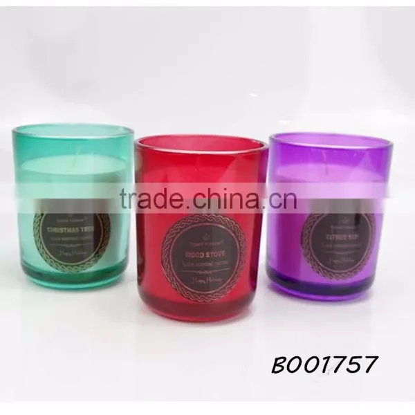 Translucent Glass Soy Wax Rose Scent Candle 6.5Oz