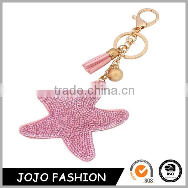 Promotional keychain with rhinestone custom leather tassel keychain