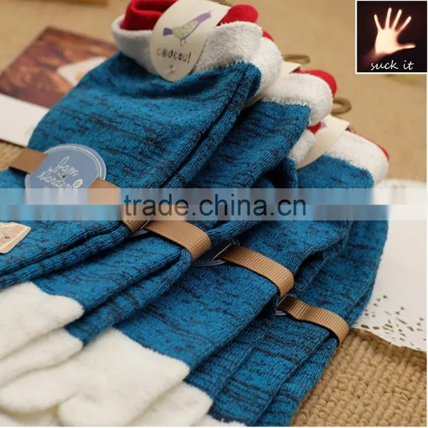 Pure Color Linen Short Cylinder Five Fingers Couples Socks photo-2