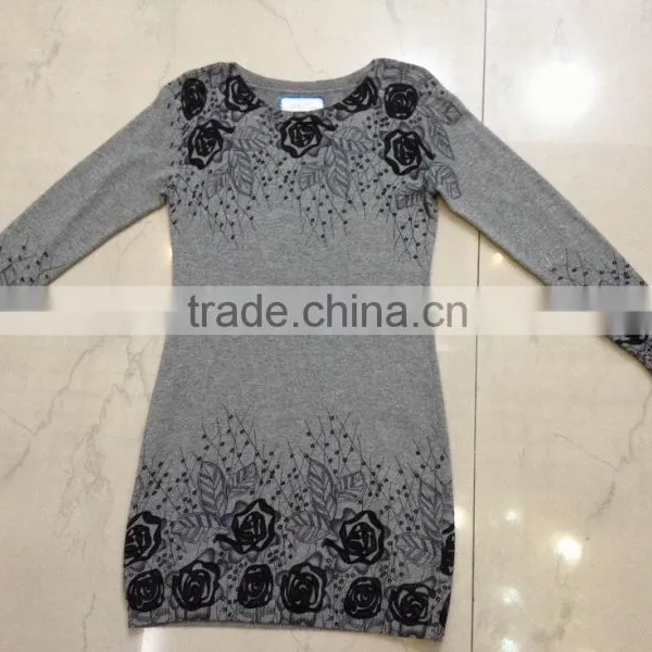 ASM-286 Ladies Round Neck Dress With 3/4 Sleeves, Print on Neck, Cuff and Hem