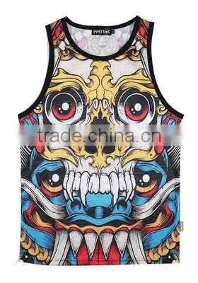 Fashion Polyester Digital Sublimation Printed Tank Top Mens, Racer Back Tank Top, Custom Sublimated Gym Tank Top photo-6