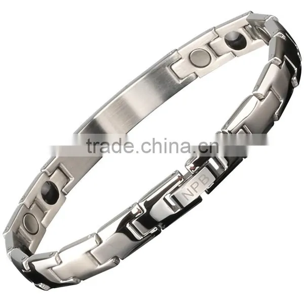 Noproblem D009 FDA Tourmaline Germanium Silver Charm Power Scalar Energy Magnetic Health Infinity Stainless Zircon Bracelet photo-2