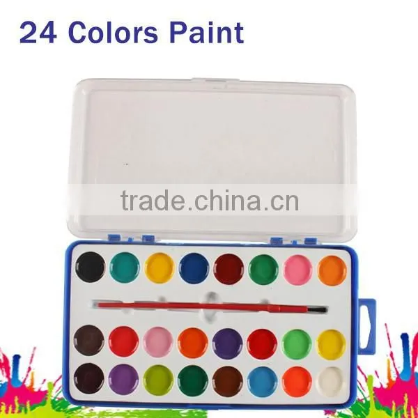 Large 24 Color Round Water Color Paint With Art Brush photo-2