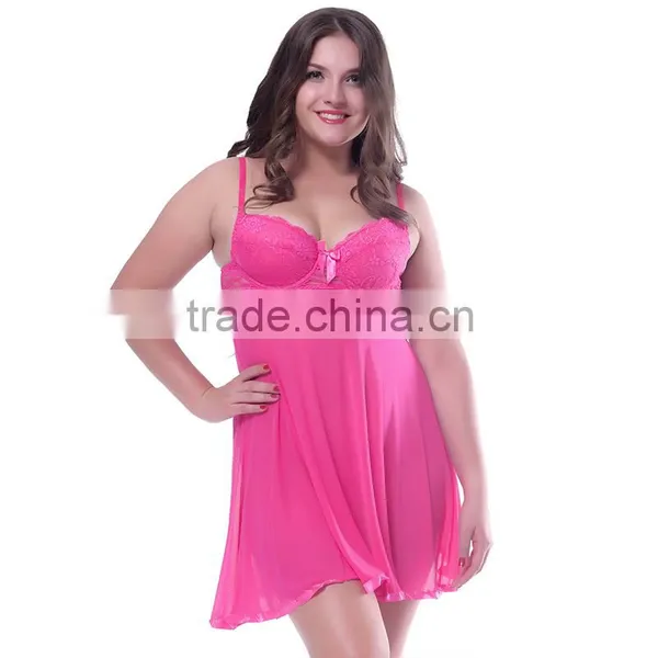 Plus Size See Through Women Underwear Padded Bra Lingerie Dress photo-4