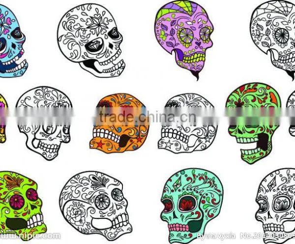Full Colors and Black Animal Heads Temporary Skulls Tattoo for Man Arm photo-6