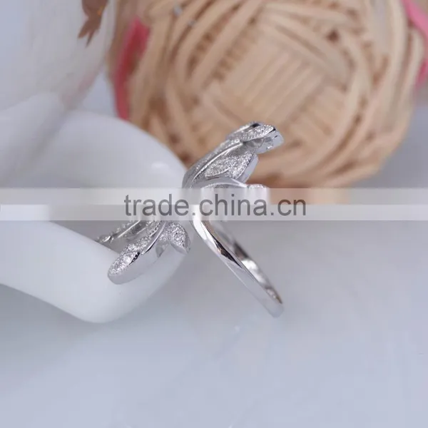 Wholesale 925 Sterling Silver Spring Style Leaves and Branches Ring With Pave Setting photo-2
