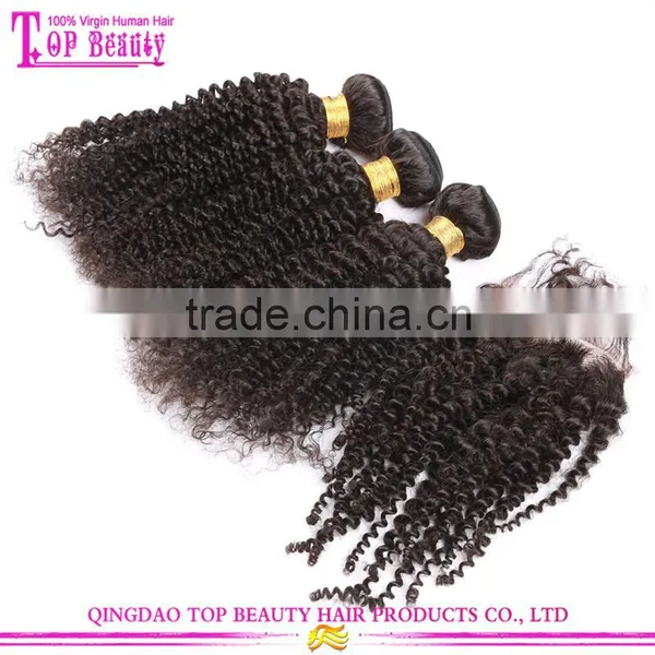 8A Grade Top Quality Kinky Curly Real Mink Brazilian Hair Virgin Hair Bundles With Lace Closure photo-3