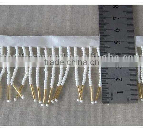 China Fashion White Beaded Fringe Trim Lampshade Beads Fringe for Decoration photo-2
