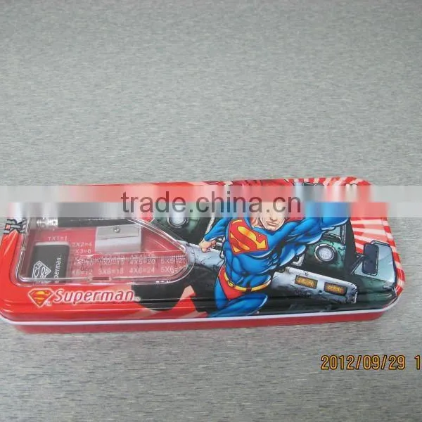 Rectangular With Window Double Layer Tin Pencil Box